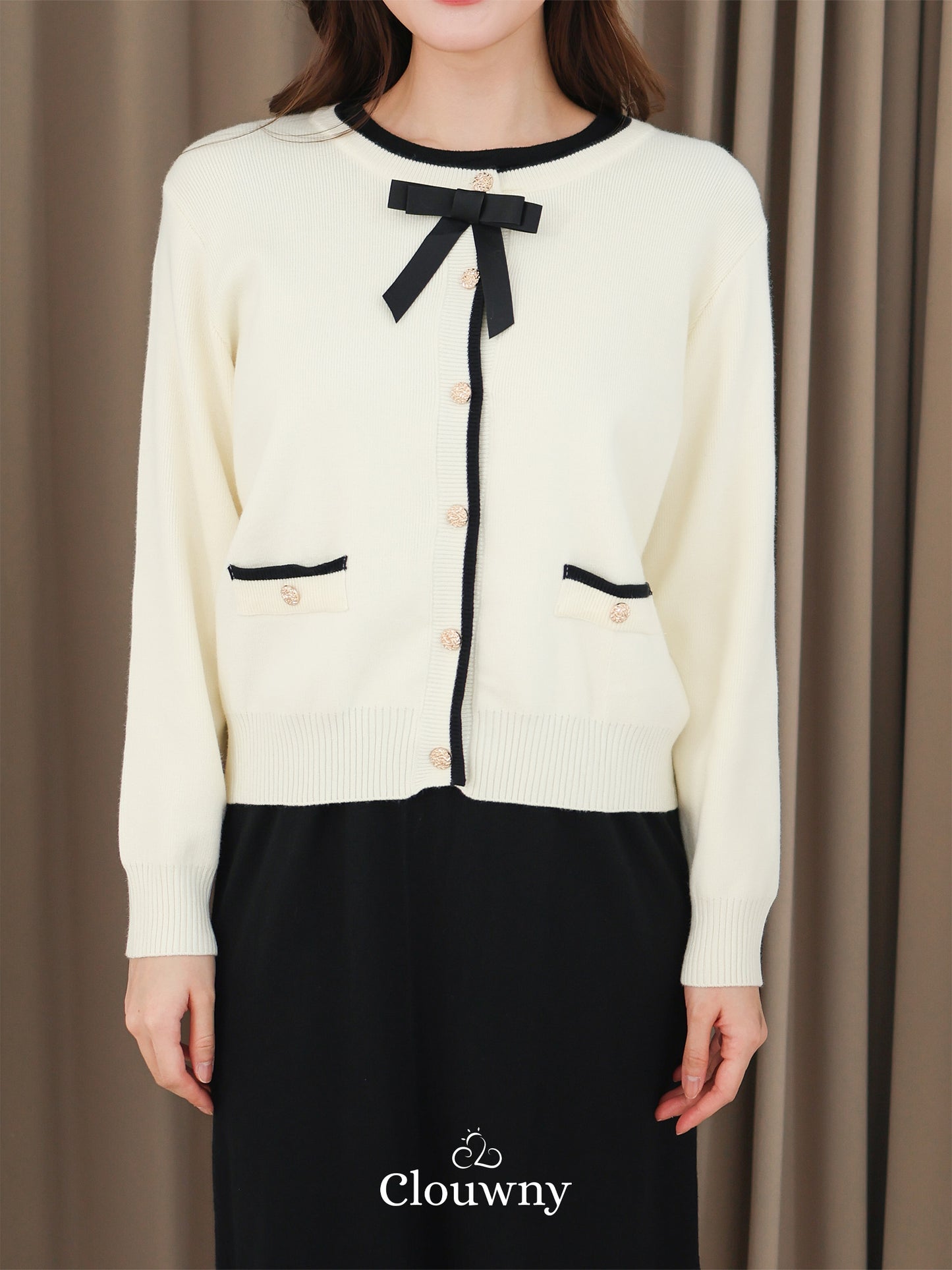 Fedora Button Knit Cardigan - Cream