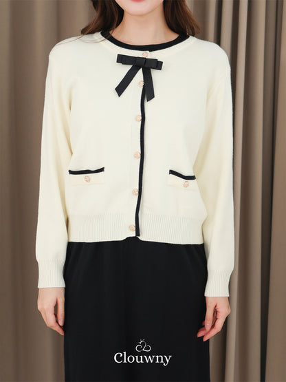 Fedora Button Knit Cardigan - Cream