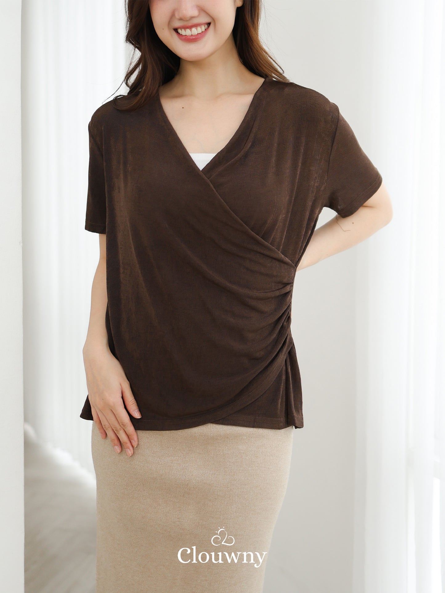 Ladel String Knit Top - Coffee