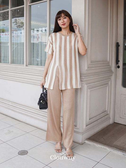 Presi Stripes Knit Set - Khaki