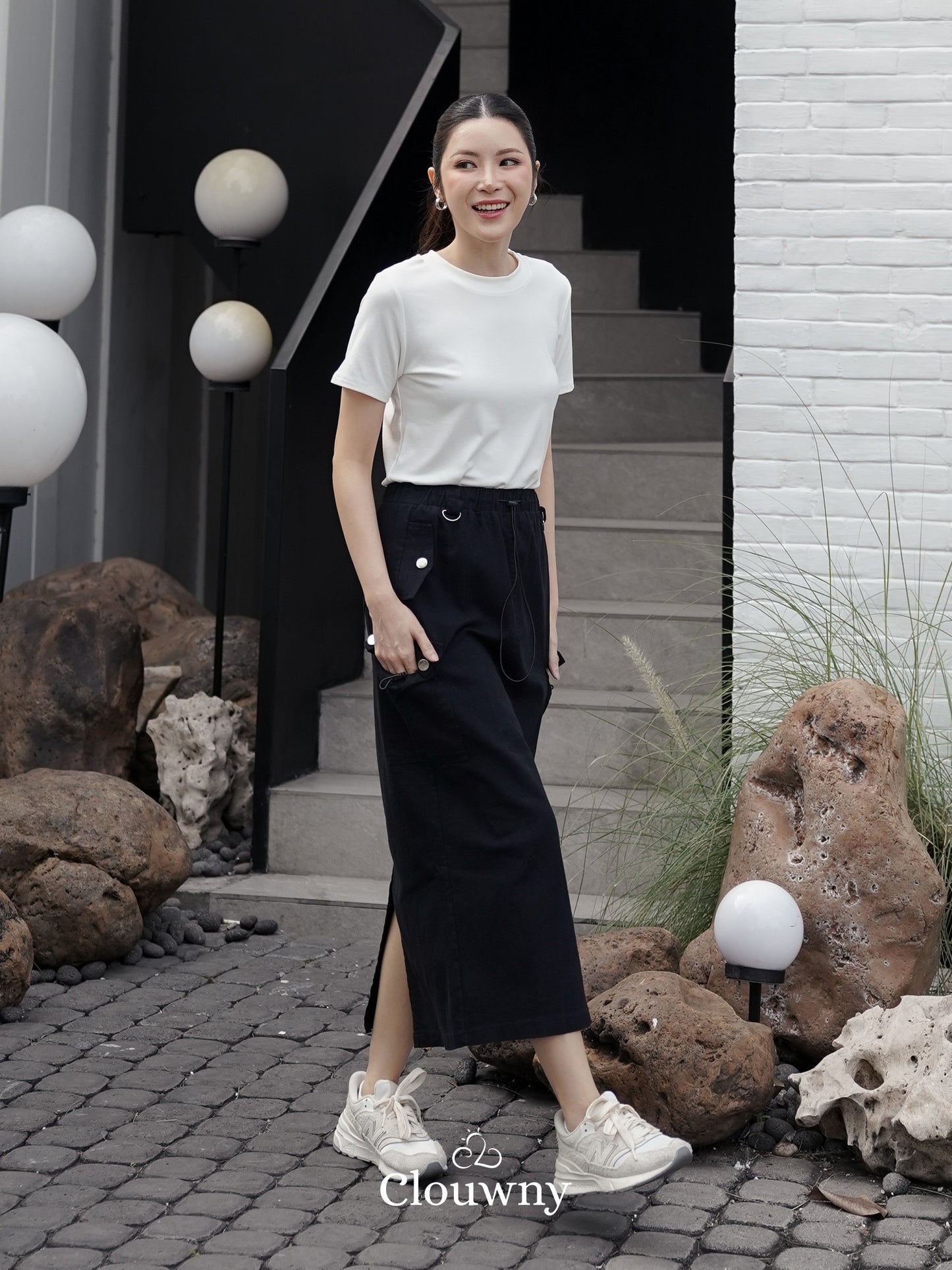 Kaze Cargo Denim Skirt - Black