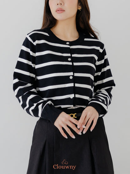 Naomi Stripes Cardigan - Black