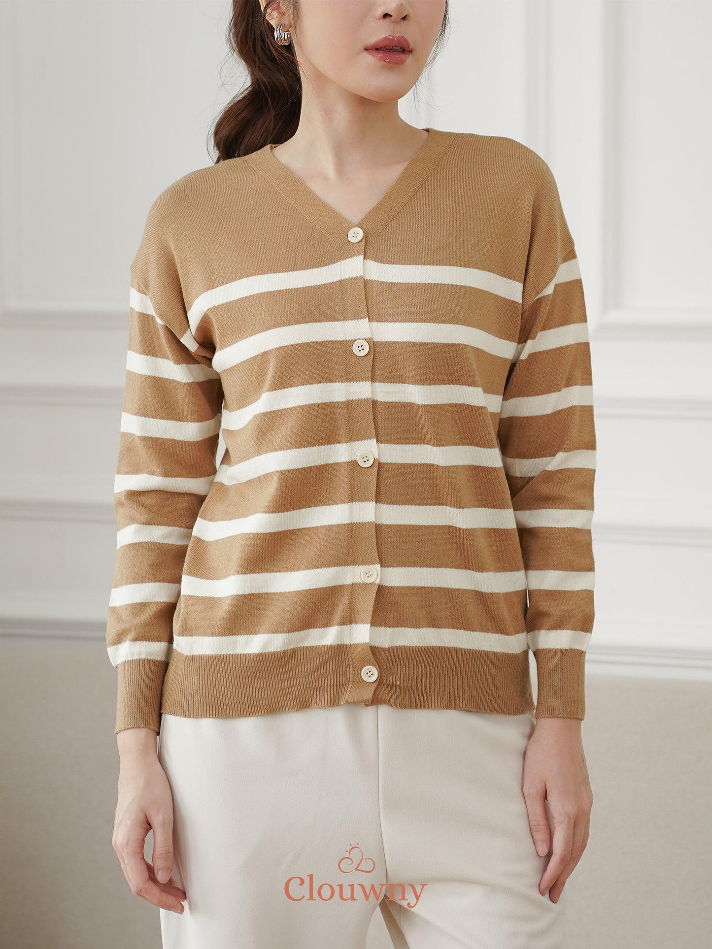 Verena Button Knit Top - Khaki