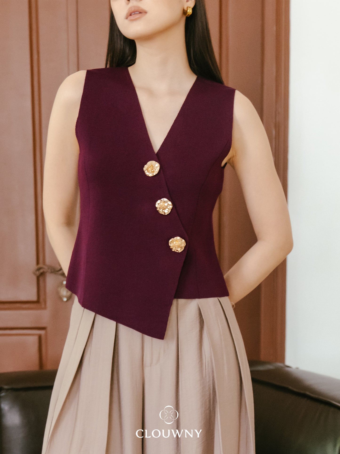 Bianca Asymmetric Vest - Magenta