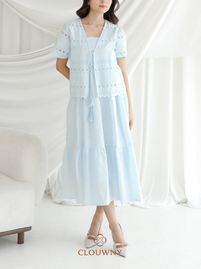 Silca Rubber Broderie Dress - Blue