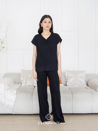 Kala Vneck Knit Set - Black