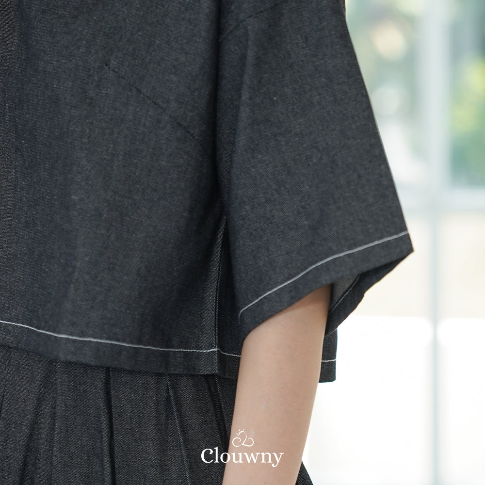 Hansen Vneck Blouse - Grey