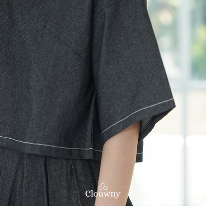 Hansen Vneck Blouse - Grey