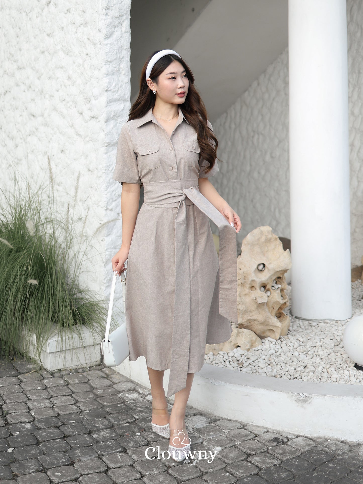 Standford Button Dress - Khaki