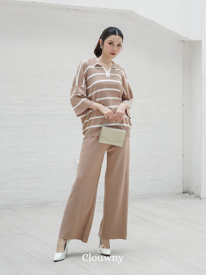 Natasya Stripes Set - Khaki