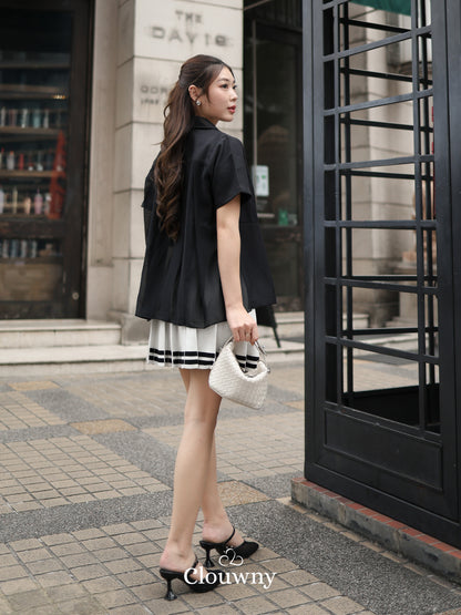 Alverina Button Semi Blazer - Black