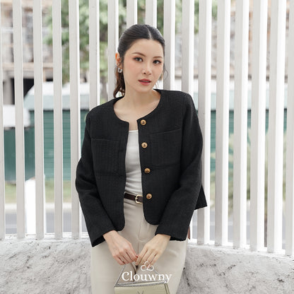 Davia Tweed Blazer - Black