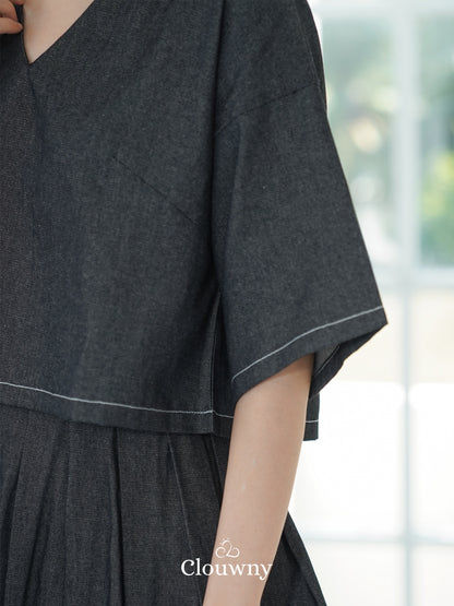 Hansen Vneck Blouse - Grey