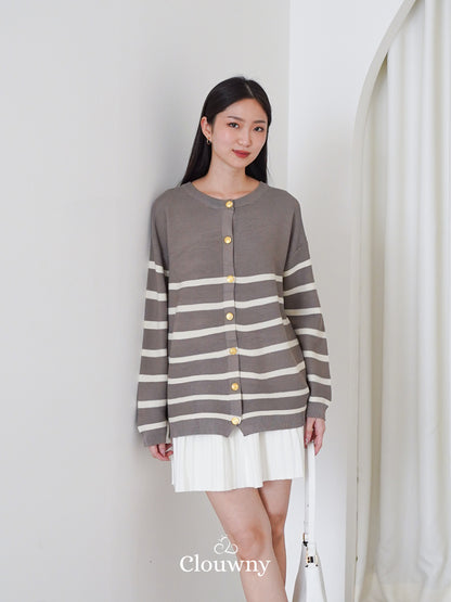 Memphis Stripes Knit Cardigan - Beige