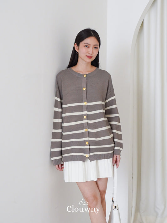 Memphis Stripes Knit Cardigan - Beige