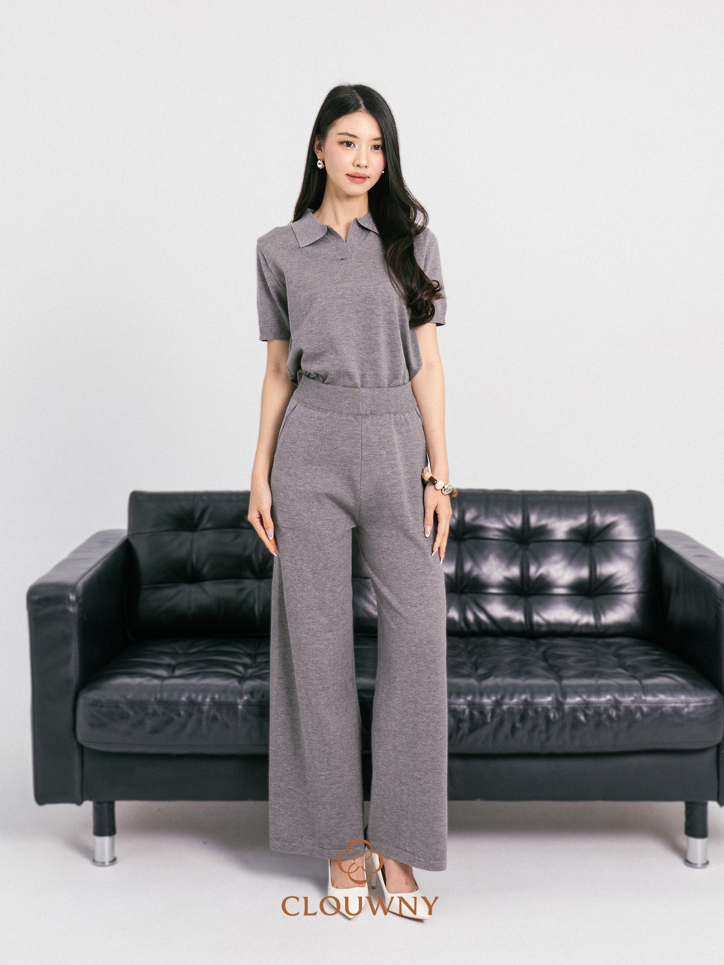 Bethani Collar Knit Set - Grey