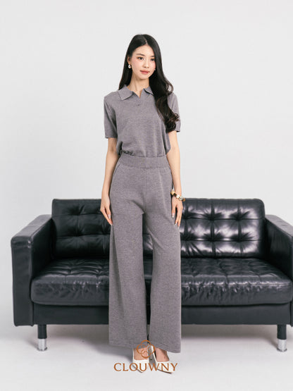 Bethani Collar Knit Set - Grey