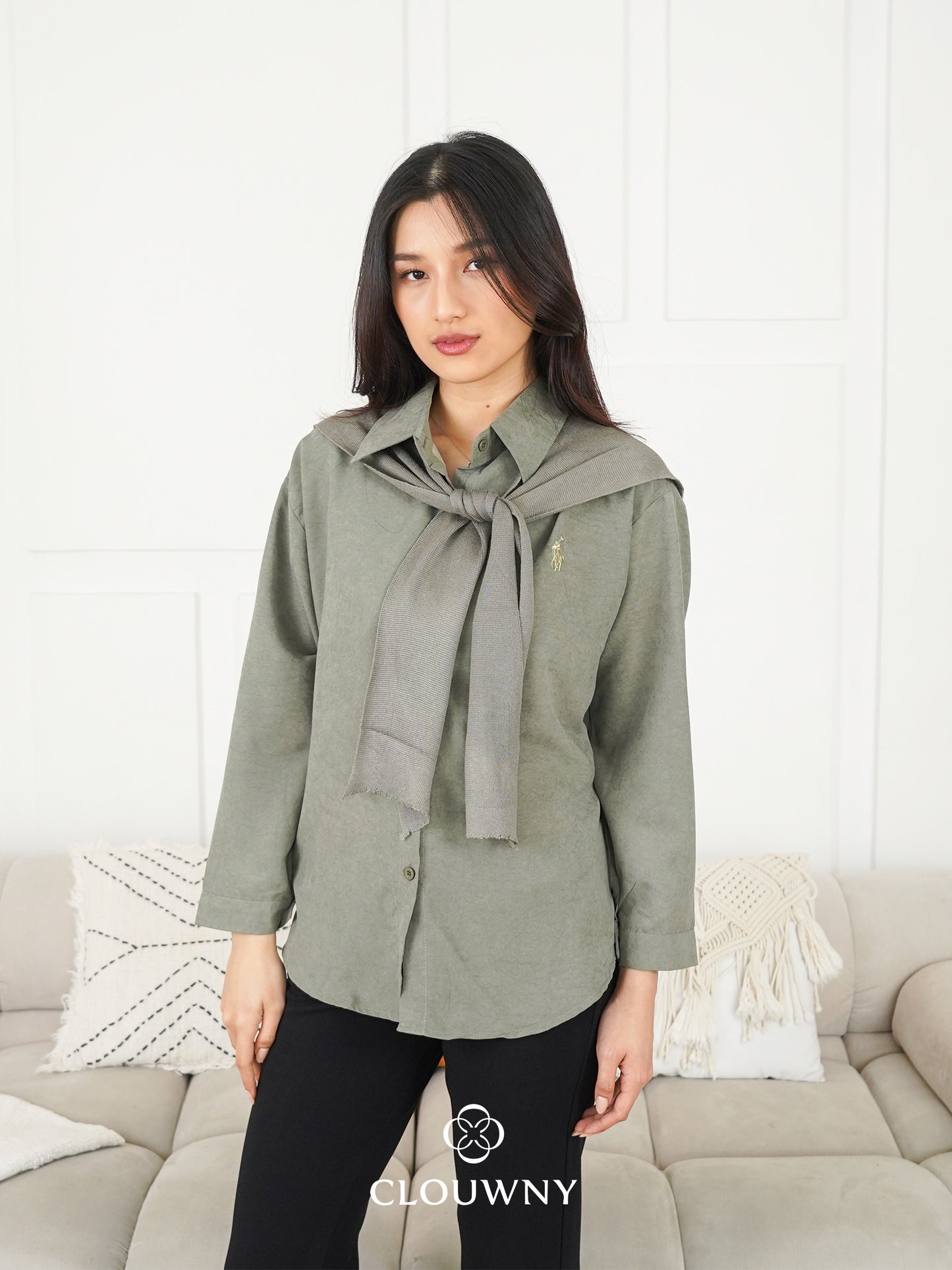 Cameron Scarf Shirt - Green
