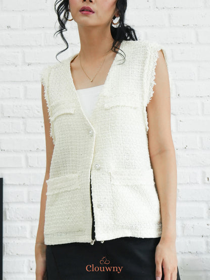 Nada Tweed Vest - White