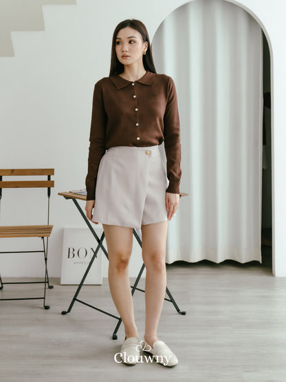 Nava Collar Knit Cardigan - Coffee