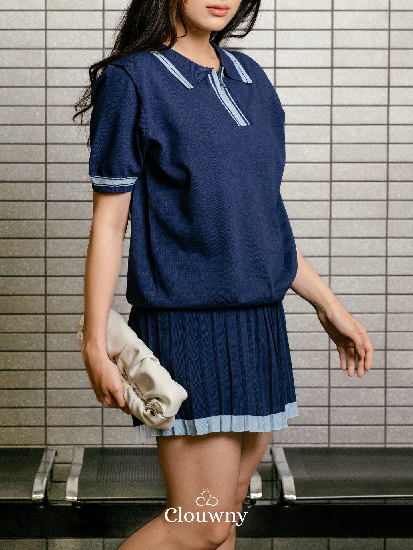Vermont Zipper Knit Set - Navy