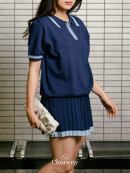 Vermont Zipper Knit Set - Navy