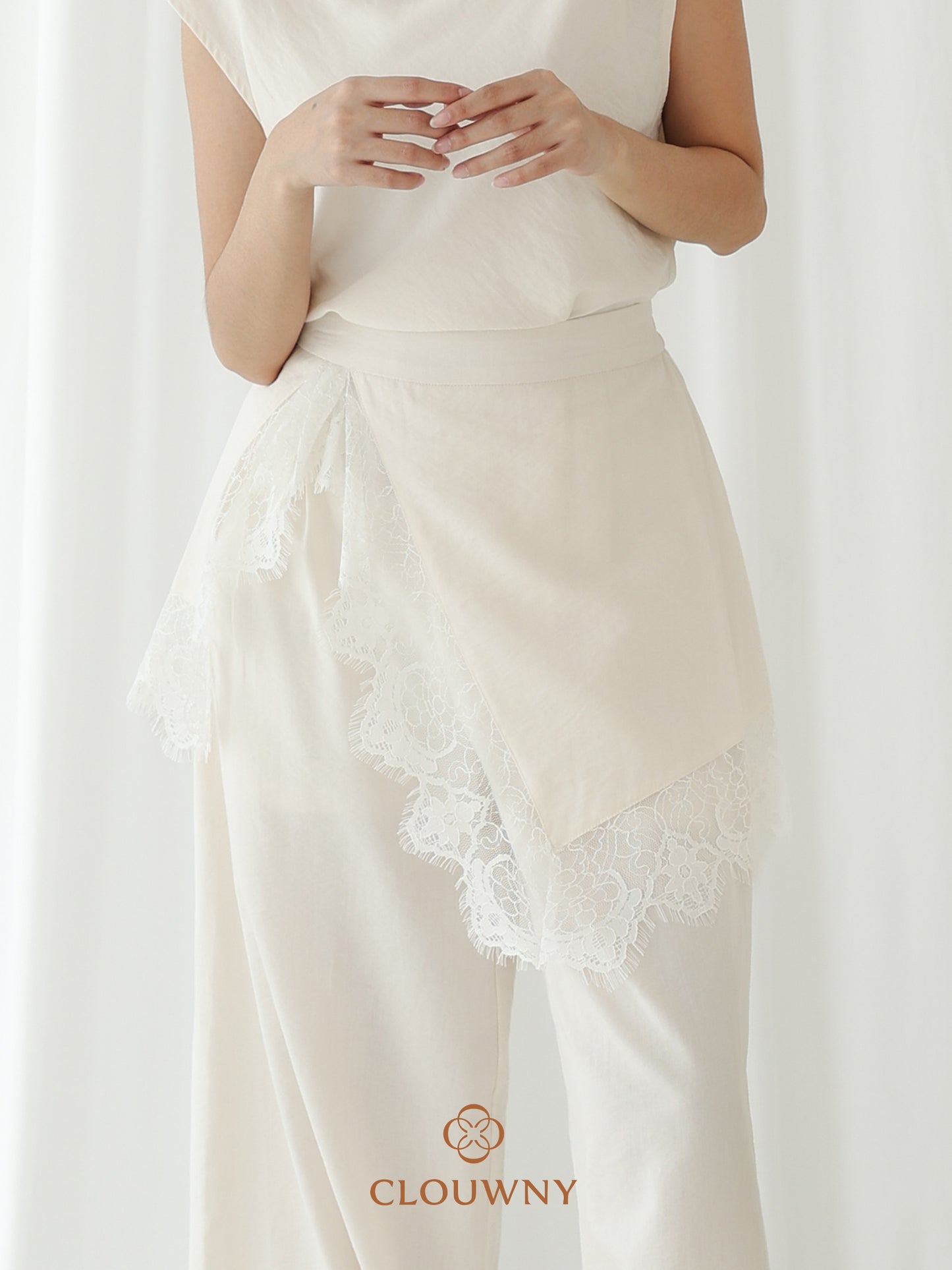 Mercy Lace Cullotes Pants - Broken White