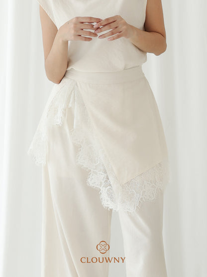 Mercy Lace Cullotes Pants - Broken White