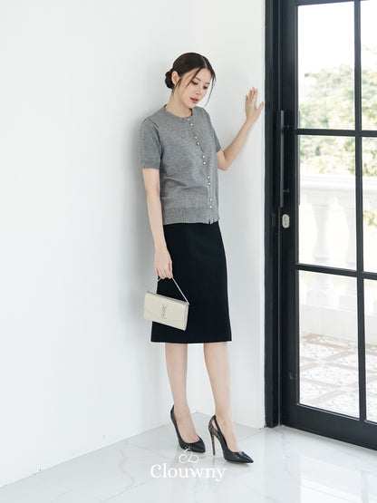 Rizel Double Button Top - Grey