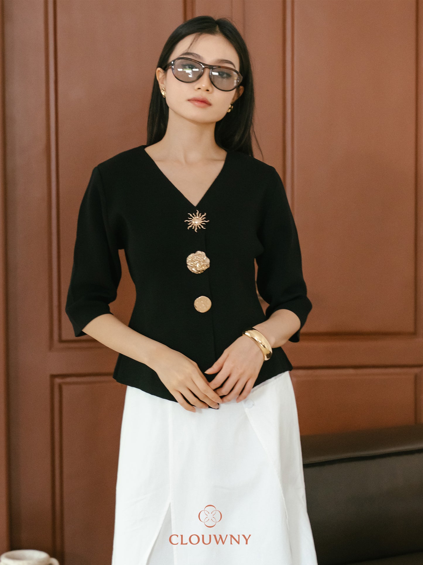 Helios Midisleeve Top - Black