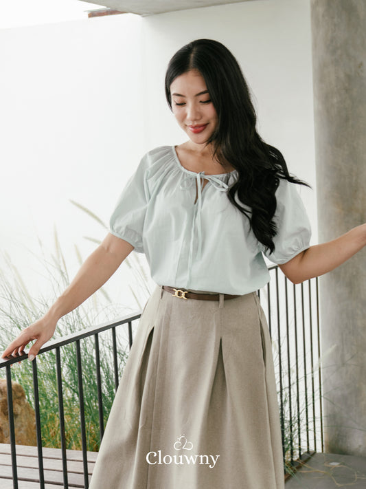 Imo Bow Cotton Blouse - Mint