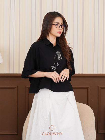 Bridget Cotton Blouse - Black