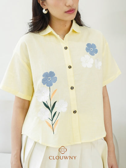 Loka Flower Cotton Shirt - Yellow