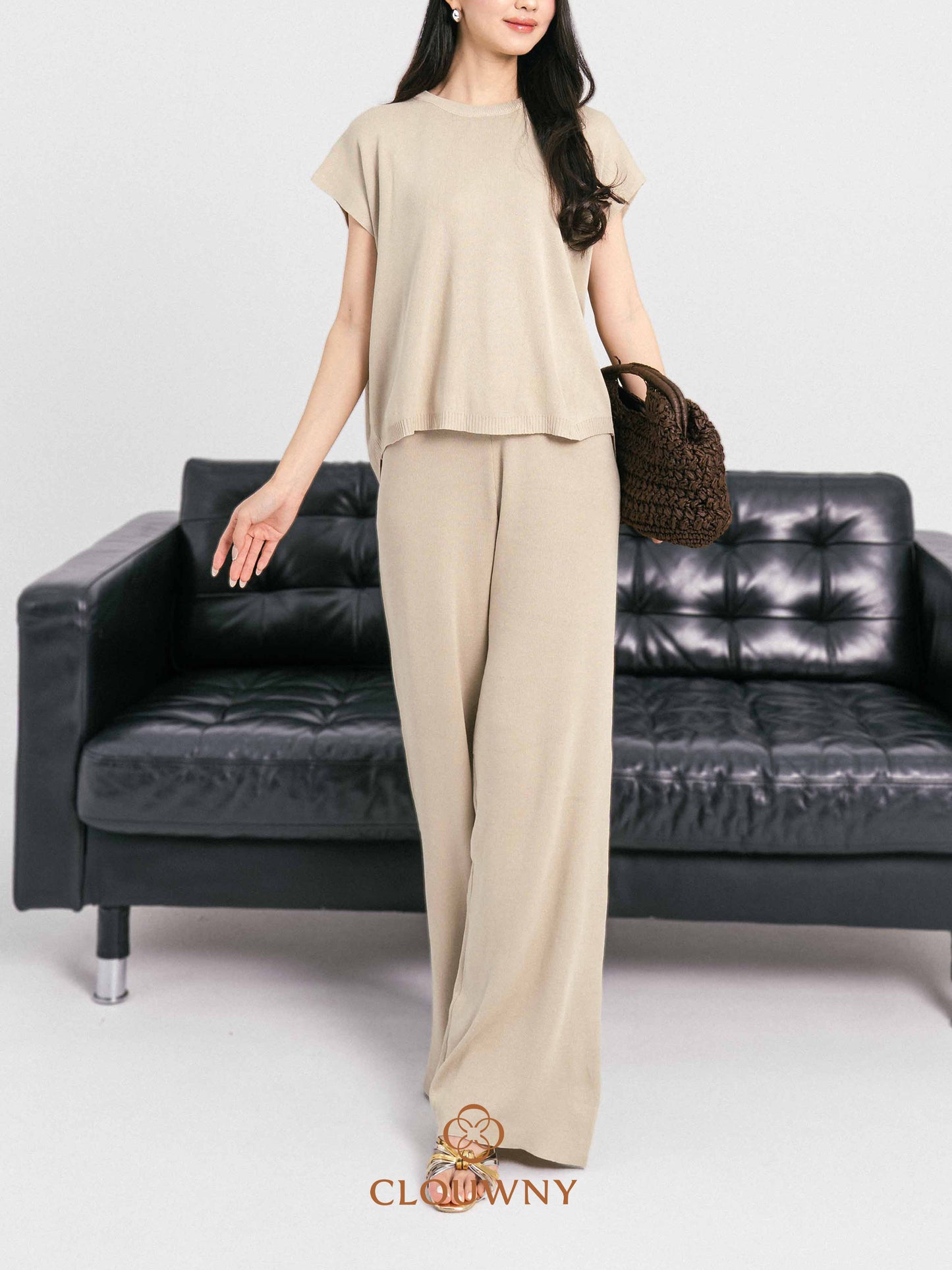 Goldie Round Knit Set - Khaki