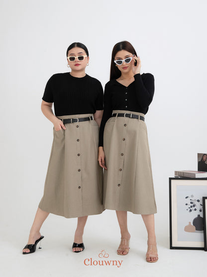 Carol Belt Skirt - Khaki