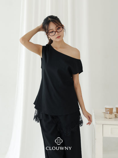 Domia Shoulder Top - Black