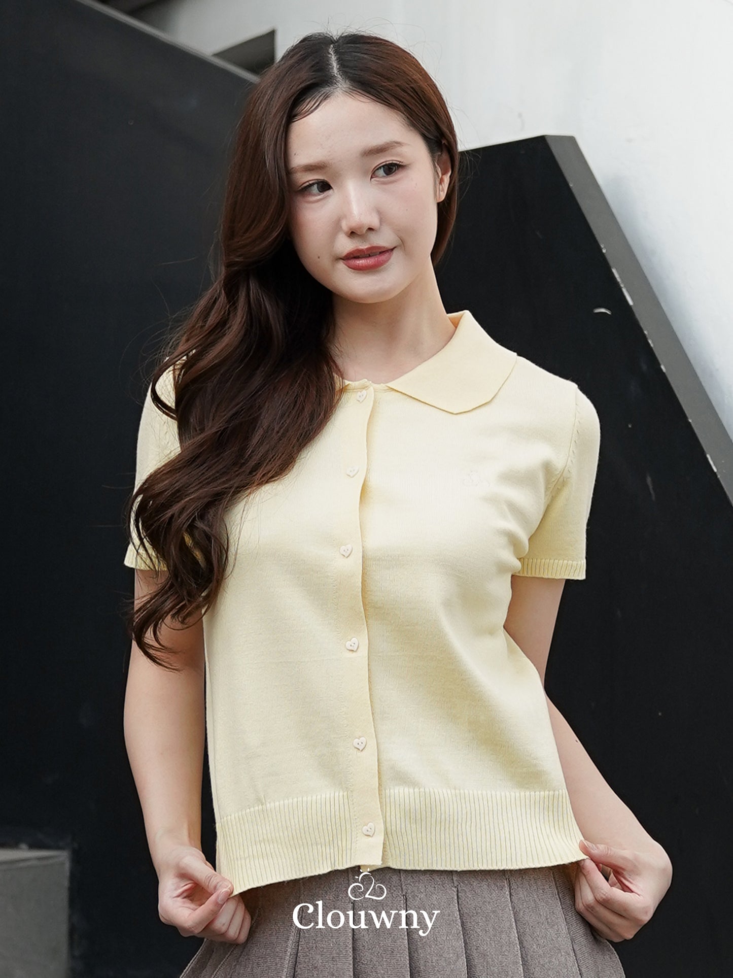 Noza Collar Knit Top - Yellow