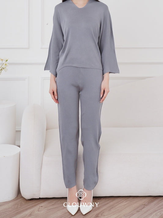 Dreson Vneck Knit Set - Grey