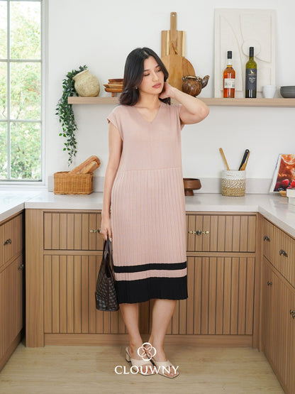 Malaya Vneck Knit Dress - Khaki