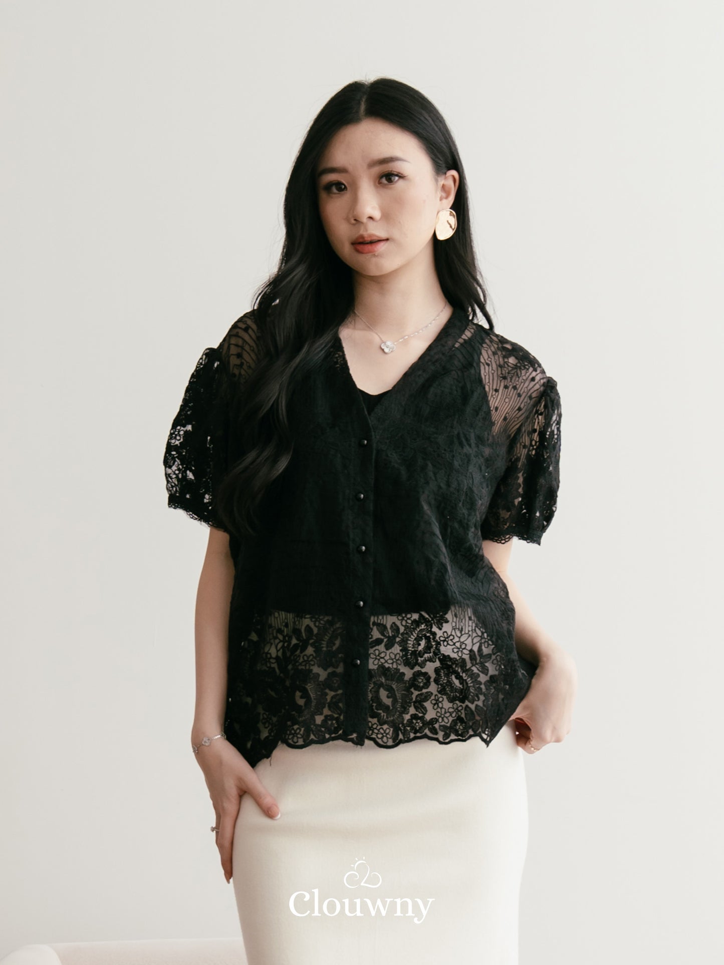 Lotus Lace Blouse - Black