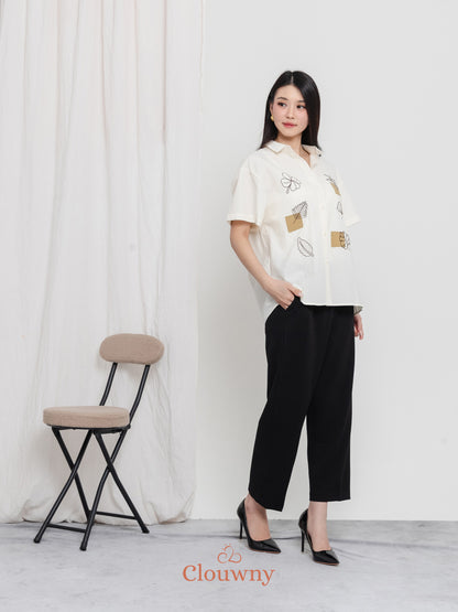 Leaves Cotton Shirt - Cream