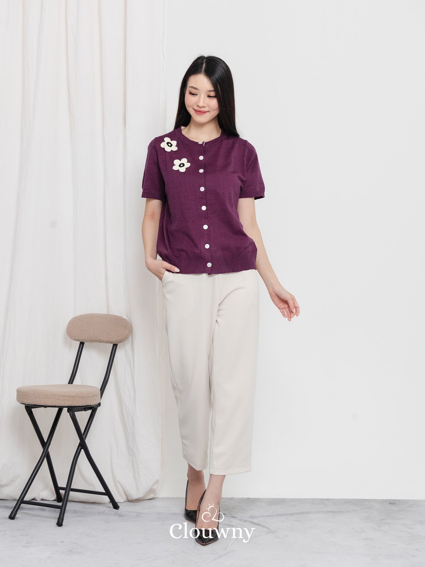 Alen Flower Knit Top - Magenta