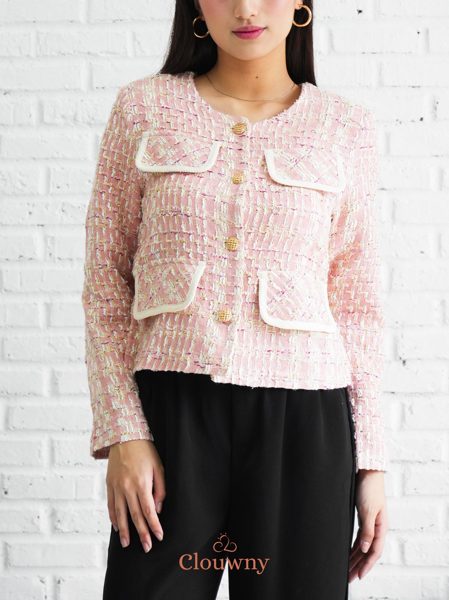 Geya Tweed Blazer - Pink