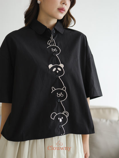 Friends Cotton Shirt - Black