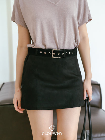 Paula Suede Mini Skort - Black