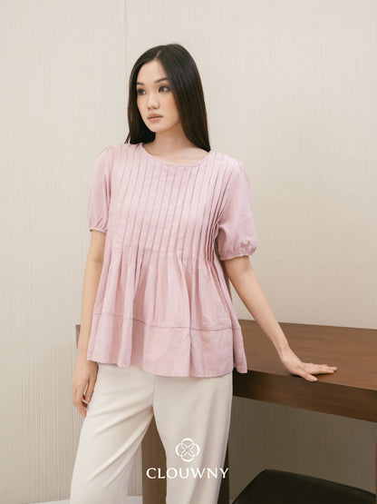 Elysia Pleated Top - Pink