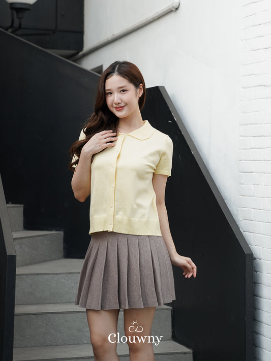 Noza Collar Knit Top - Yellow