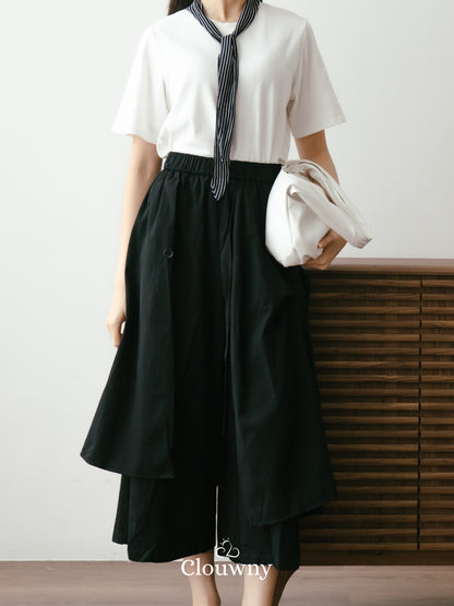 Avena Double Layer Pants - Black