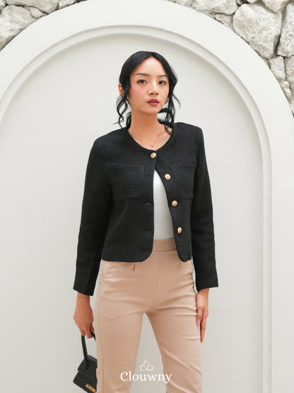 Davia Tweed Blazer - Black