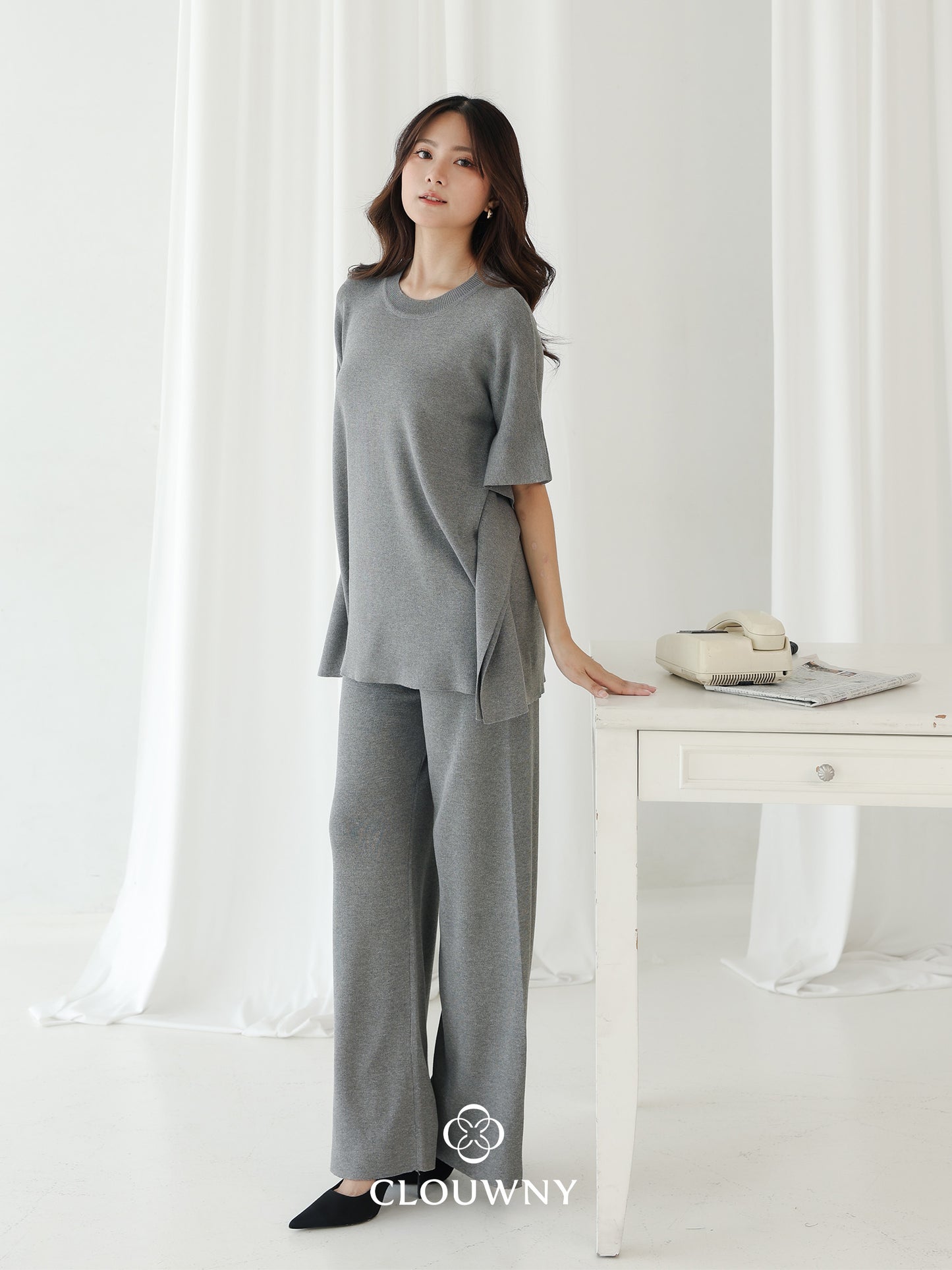 Joel Batwing Knit Set - Grey